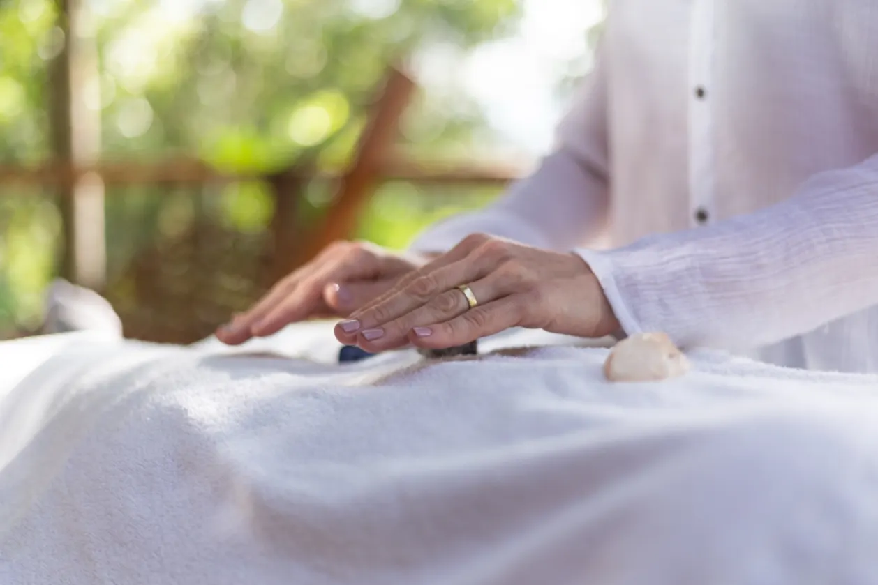 woman in reiki retreat session